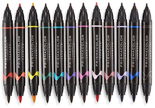 Prismacolor Premier Double-Ended Art Markers, Fine and Brush Tip, 24-Count with Carrying Case