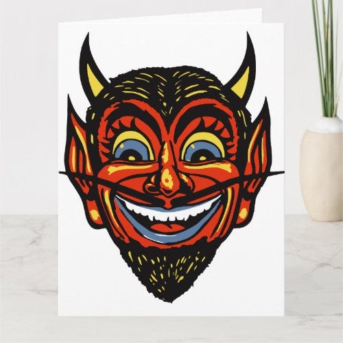 Vintage Halloween Devil Head Card