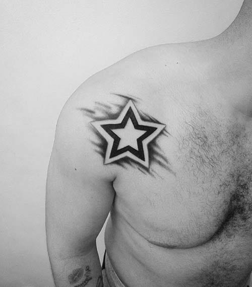 man shoulder bold star tattoo man shoulder bold star tattoo