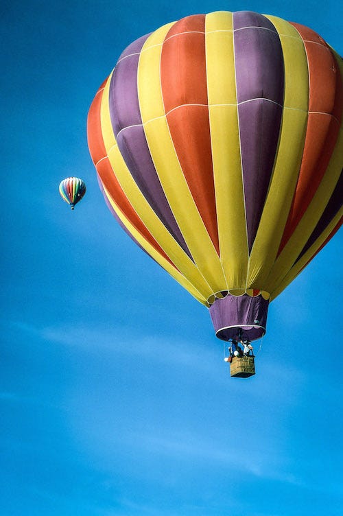 Hot-air balloons in air in Las Vegas, Nevada