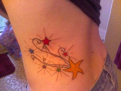 colorful star tattoo belly colorful star tattoo belly