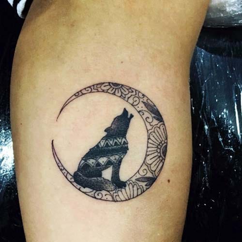 moon and wolf tattoos moon and wolf tattoos