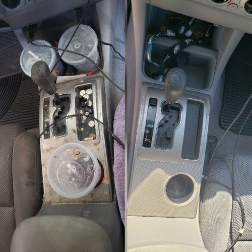 Interior detail before and after