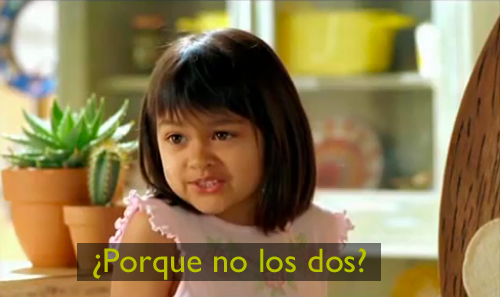 A meme of a child asking in Spanish, “Why not both?”