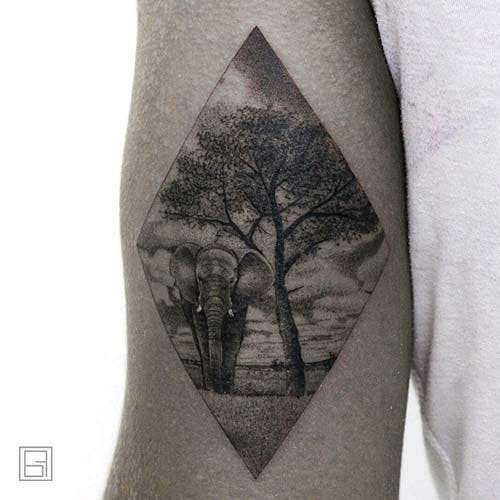 tree and elephant tattoo