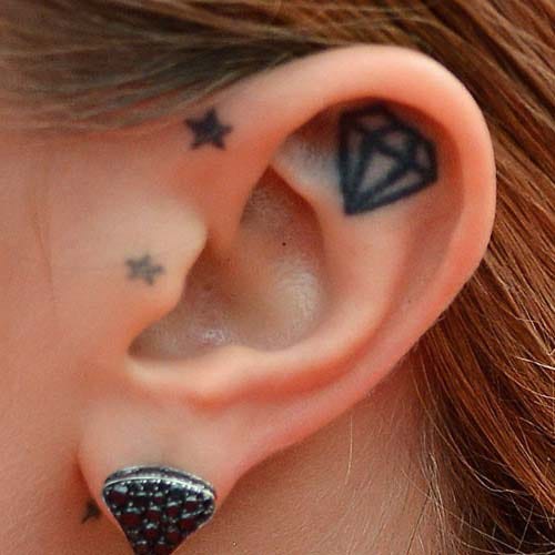 small ear star tattoo