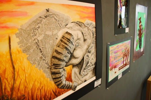 PHOTO COURTESY OF JON PARKTON  The exhibit now hosts 45 pieces of artwork from students. 