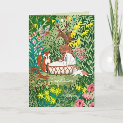 Animals Jungle Green | New Baby Congratulations | Holiday Card