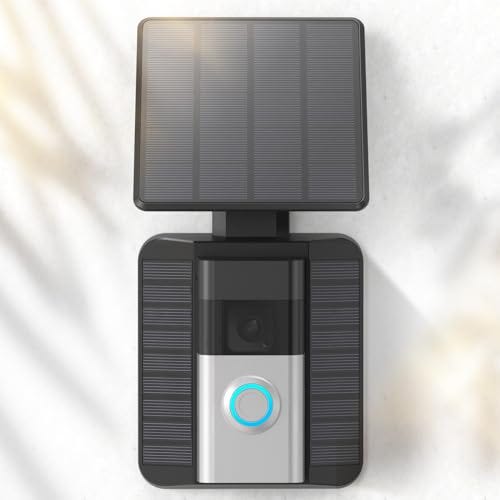 Doorbell Solar Charger Compatible for Ring Video Doorbell 3/3 Plus/4/Battery Doorbell Plus/Battery Doorbell Pro, QIBOX 2.9W Adjustable Efficient Solar Panel Mount for Doorbell Camera