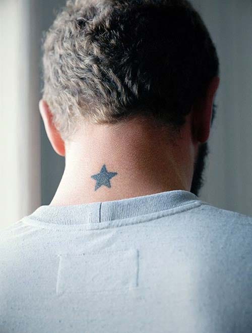 man neck simple star tattoo man neck simple star tattoo