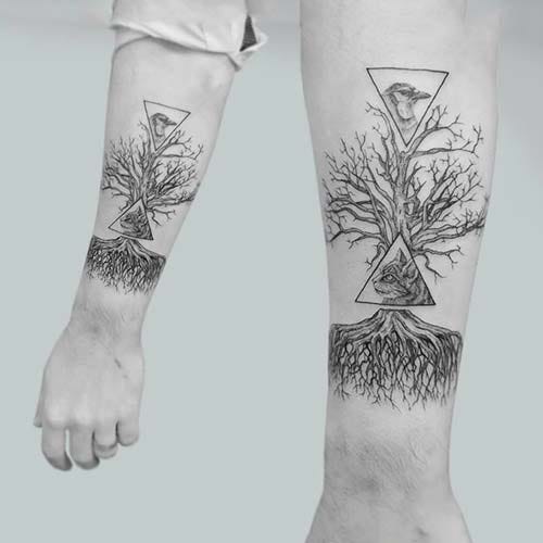 geometric tree tattoo