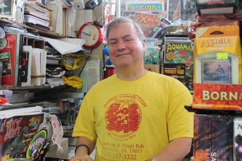 JACK FIRNENO / WIRE PHOTO In addition to owning his own store - Comic Collection in Feasterville - David Schwartz has his own radio station, Music Guru Radio, which broadcasts 24 hours a day. 