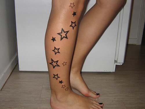 woman leg star tattoo woman leg star tattoo