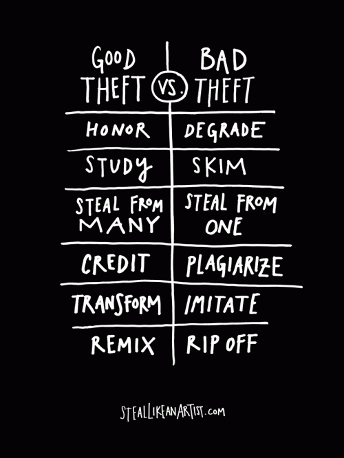 Defining Theft, from the book- Steal Like an Artist by Austin Kleon
