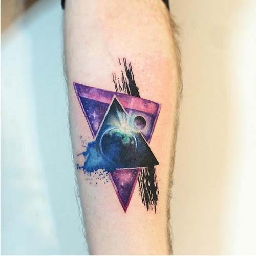 colorful galaxy moon tattoo watercolor galaxy moon tattoo