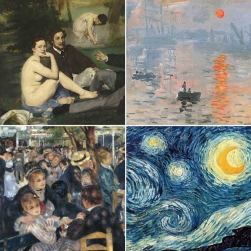 4 Impressionism paintings from Manet, Monet and Van Gogh