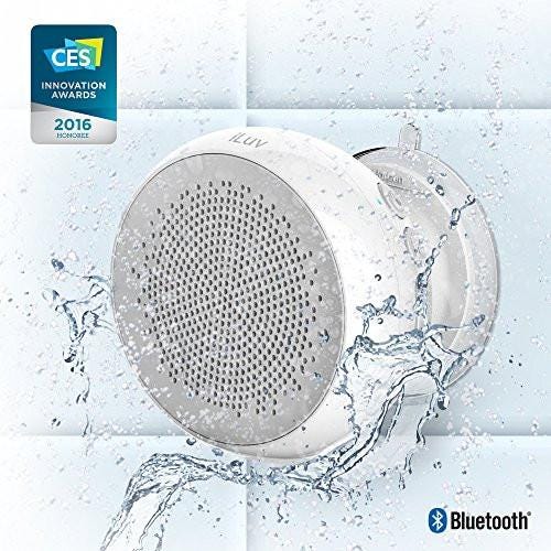 iLuv Aud Shower IPX4 Bluetooth Enabled Shower Speaker, White