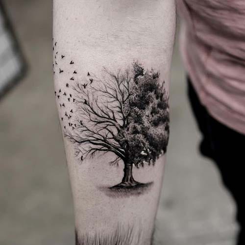 forearm tree tattoo