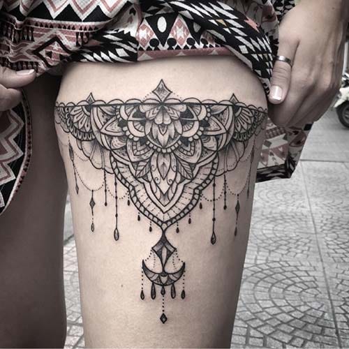 upper leg mandala tattoo lady thigh mandala tattoo for females