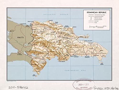 1970 map Dominican Republic|Size 18x24 - Ready to Frame| Dominican Republic