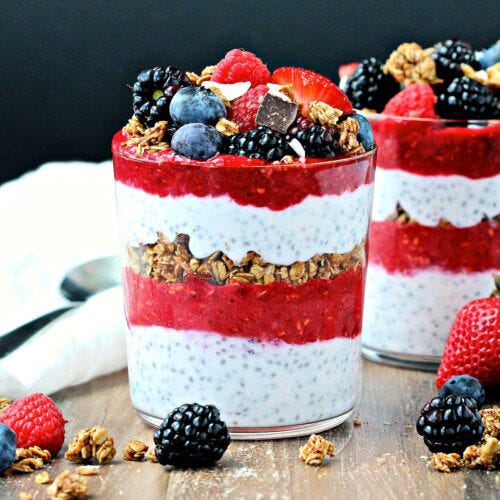Greek Yogurt Parfait topped with Chia Seeds and Berries — The Diabetes Decoder