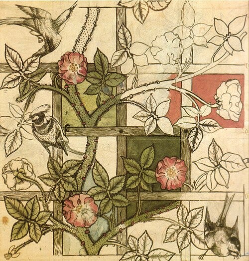 William Morris design for Trellis wallpaper 1862.