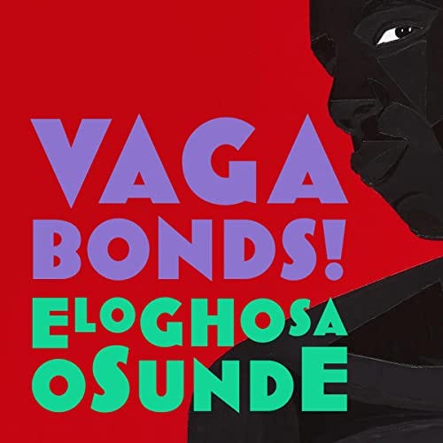 Book cover for Vagabonds! by Eloghosa Osunde including the book title and author in colourful letters and the face and torso of a man