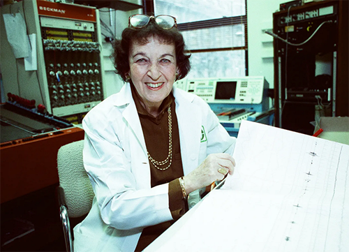 Photo of Rosalind Cartwright sitting in her lab