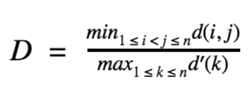 measures the inter cluster and intra cluster distances