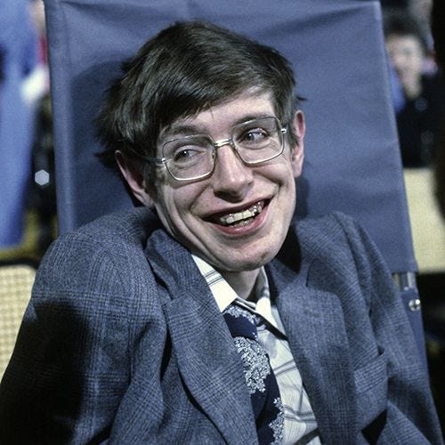 A colored photo of young Stephen Hawking.