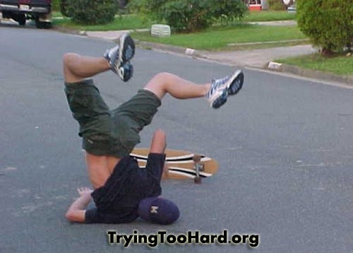 Failed skateboard trick. Credit: Tryingtoohard.org