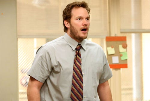 Incredulous Chris Pratt as Andy Dwyer on Parks and Recreation