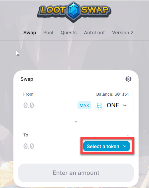 Click on the select Token