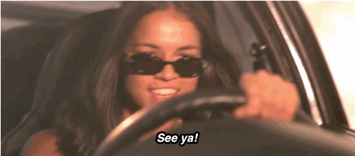 Michelle Rodriguez as Letty hitting the Nos button and saying “See Ya!” as her pink car leaves pulls ahead of other cars.
