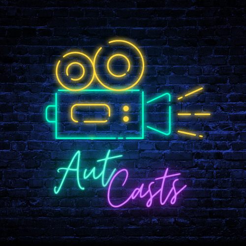 Neon projector over the words AutCasts