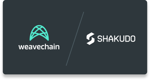 An image displaying the logos of Weavechain and Shakudo indicating a partnership.