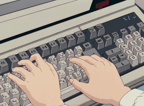 Gif of someone typing on a Japanese keyboard