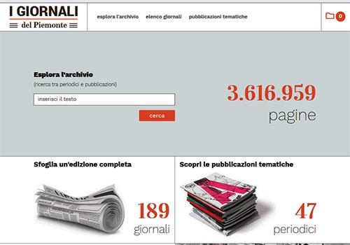 La home page del sito http://www.archiviolastampa.it/
