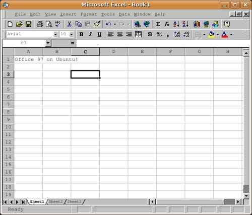 Microsoft Excel Office 1997 spreadsheet