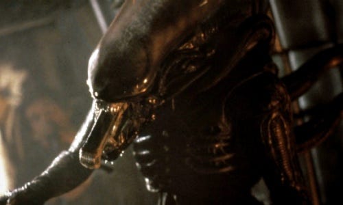 The alien monster from the movie Alien