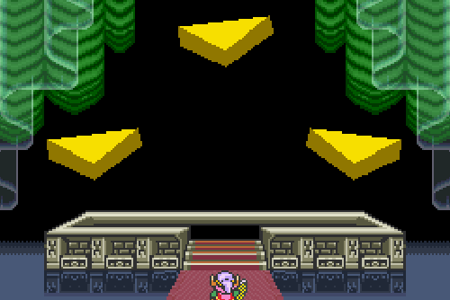 Un GIF montrant le héros de A Link To The Past finissant le jeu en accédant à la Triforce.