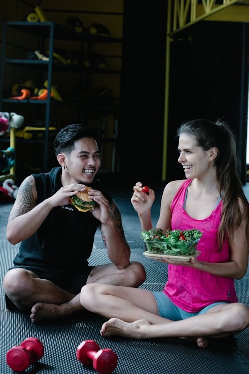 People enjoying food after working out