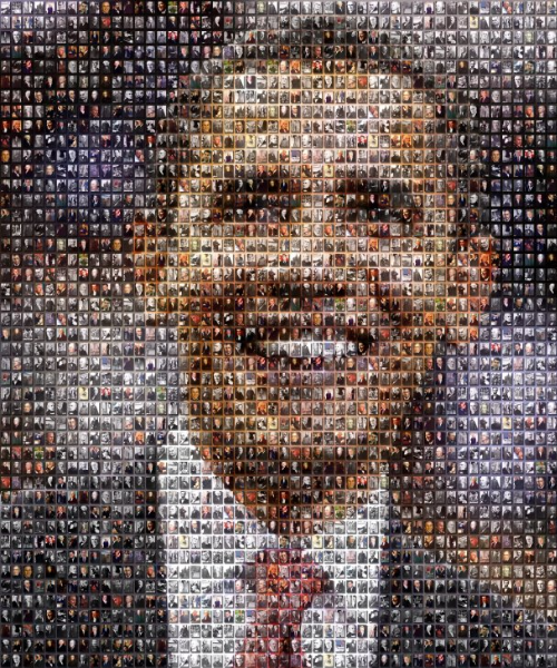 Photomosaic of the Presidents of American with Obama’s picture representative of every president they’ve had.