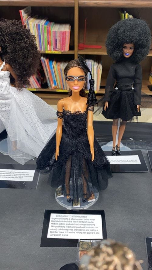 Picture of my own doll as a part of my mother, LaShae Williams’ Black History display.