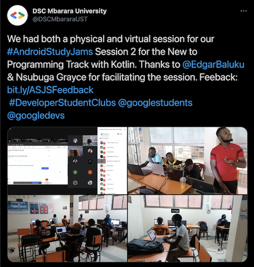 Students getting their first experiences learning Android through our Android Study Jams program at Mbarara University