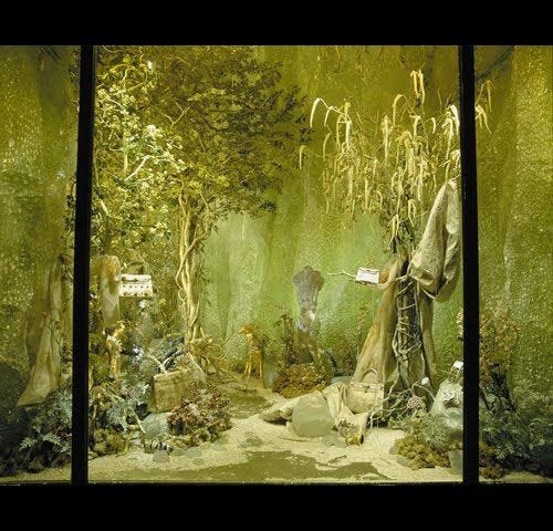 A famous window display of the Hermes store designed by Leila Menchari and Annie Beaumel.