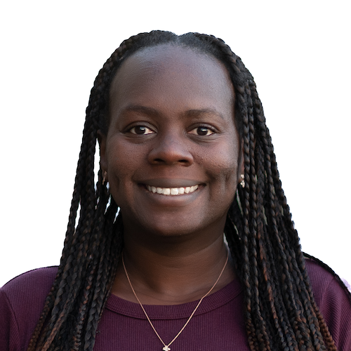 Headshot of Anneice Manzanares. An African-American woman with braids. She is smiling widely and wearing a maroon long sleeve shirt with and a flower earrings and necklace.