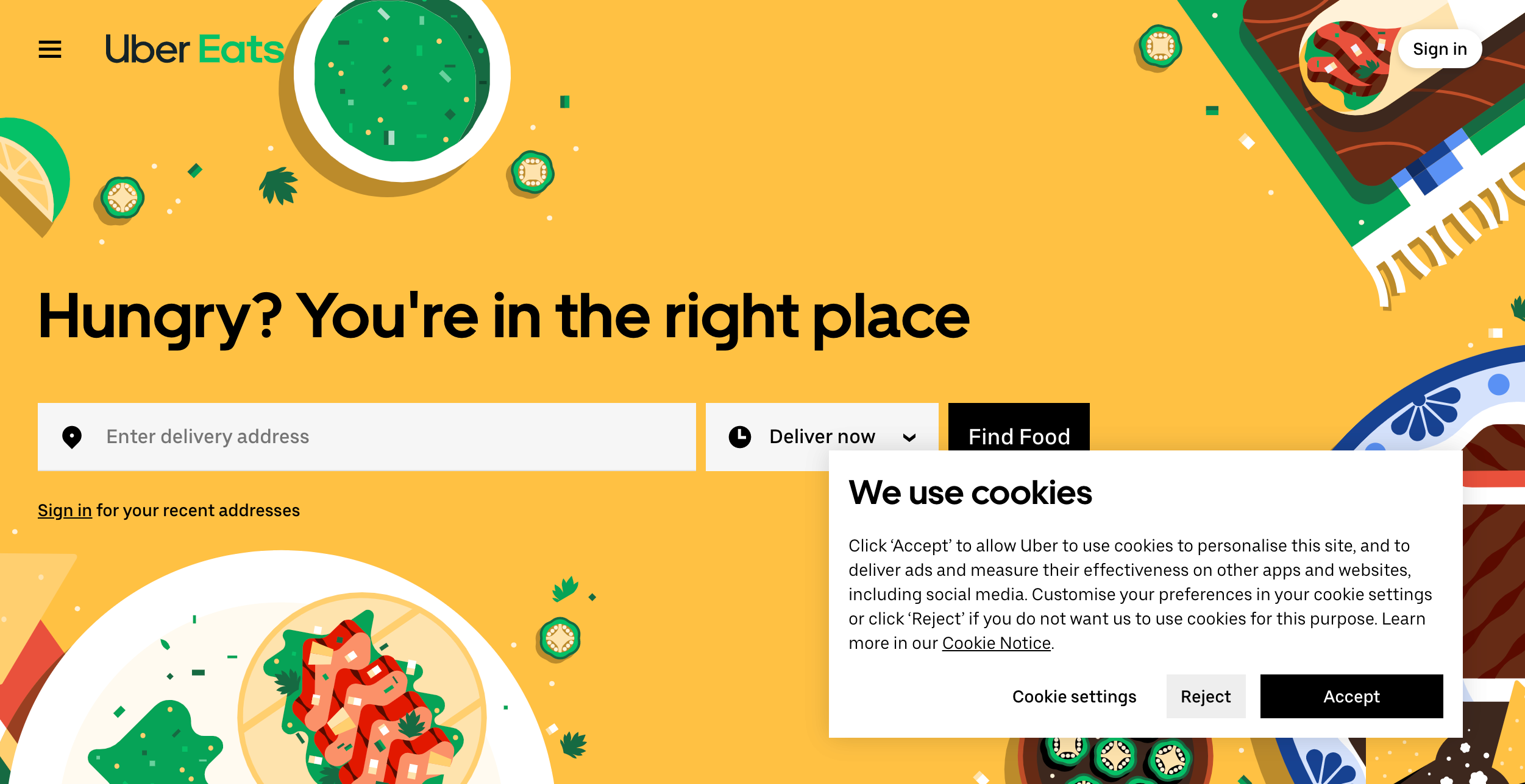 the inkey list and uber eats websites both with cookie notices