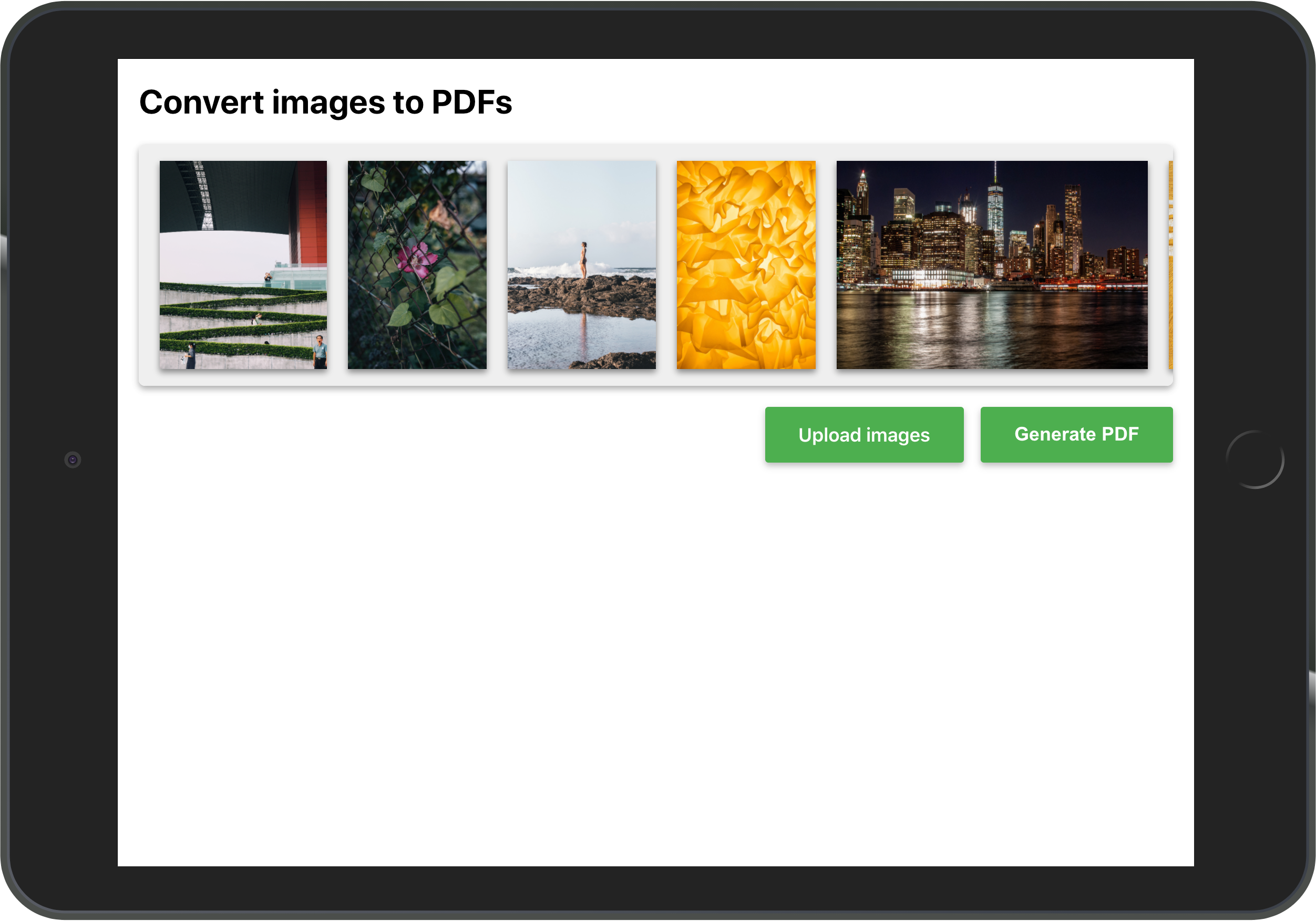 React app for generating PDFs from images