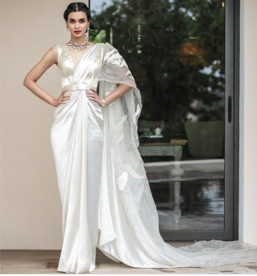 Diana Penty in Amit Aggarwal Sari-gown at Cannes 2019 — courtesy Instagram
